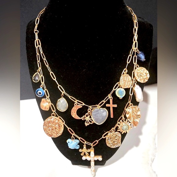 atterri Jewelry - NWT ⚜️🩶⚜️ ATTERRI Gorgeous Multi Charm Two Layered Necklace
